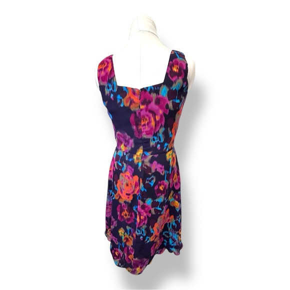 Tahari Arthur S Levine Womens Mini Dress Sleeveless Floral Chiffon Semi-Formal 8 - Picture 5 of 11